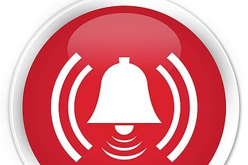 Alarm icon premium red round button