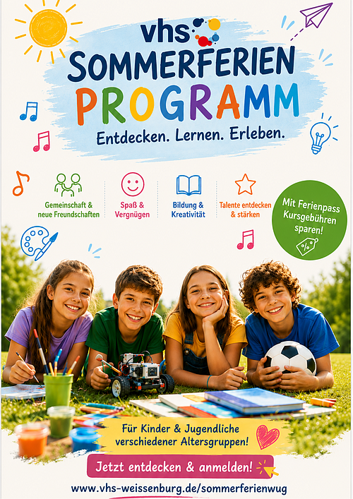 Sommerferien Programm Kinder auf Wiese