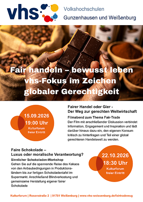 Fairtrade Schokolade Veranstaltung vhs am 15.09.2026